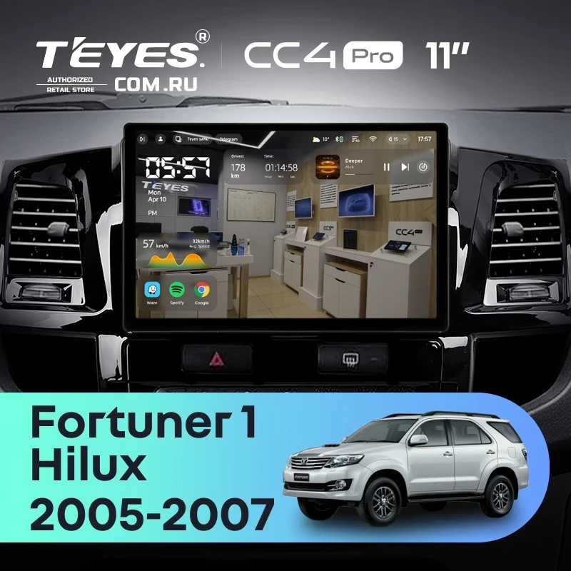 Штатная магнитола Teyes CC4 Pro 12/256 Toyota Fortuner (2005-2007) F2 (11")