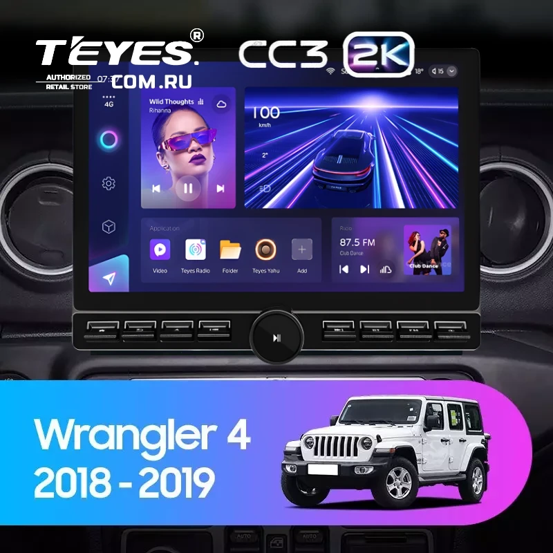 Штатная магнитола Teyes CC3 2K 6/128 Jeep Wrangler 4 JL (2018-2019) (13" с кнопками)