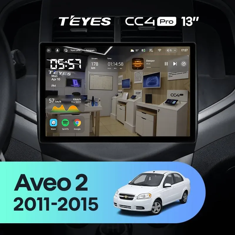 Штатная магнитола Teyes CC4 Pro 8/128 Chevrolet Aveo 2 (2011-2015) (13")