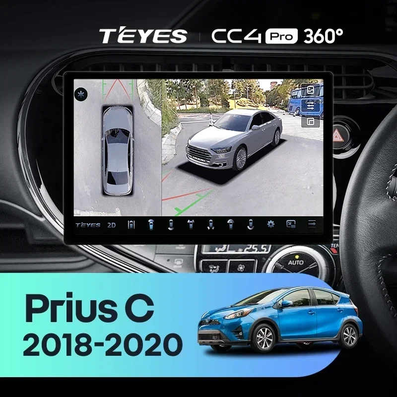 Штатная магнитола Teyes CC4 Pro 360 8/128 Toyota Prius C (2018-2020) Правый руль (13")
