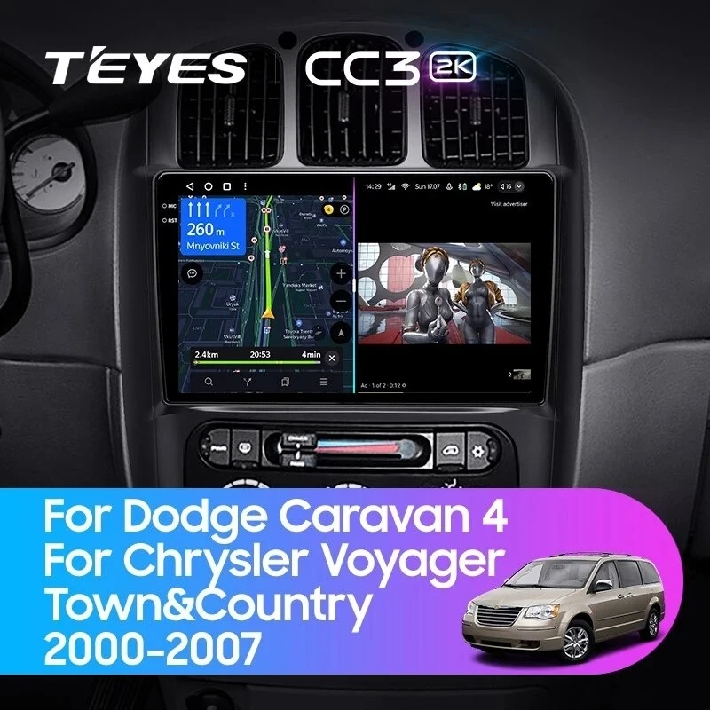 Штатная магнитола Teyes CC3 2K 6/128 Dodge Caravan 4 (2000-2007) Тип-A