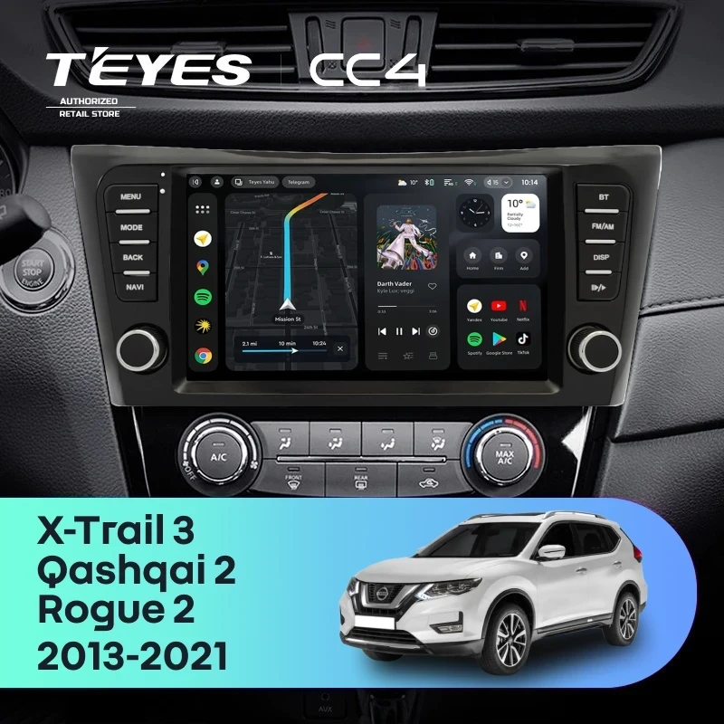 Штатная магнитола Teyes CC4 6/64 Nissan X-Trail 3 T32 (2013-2021) F4 климат контроль Тип-AB с кнопками