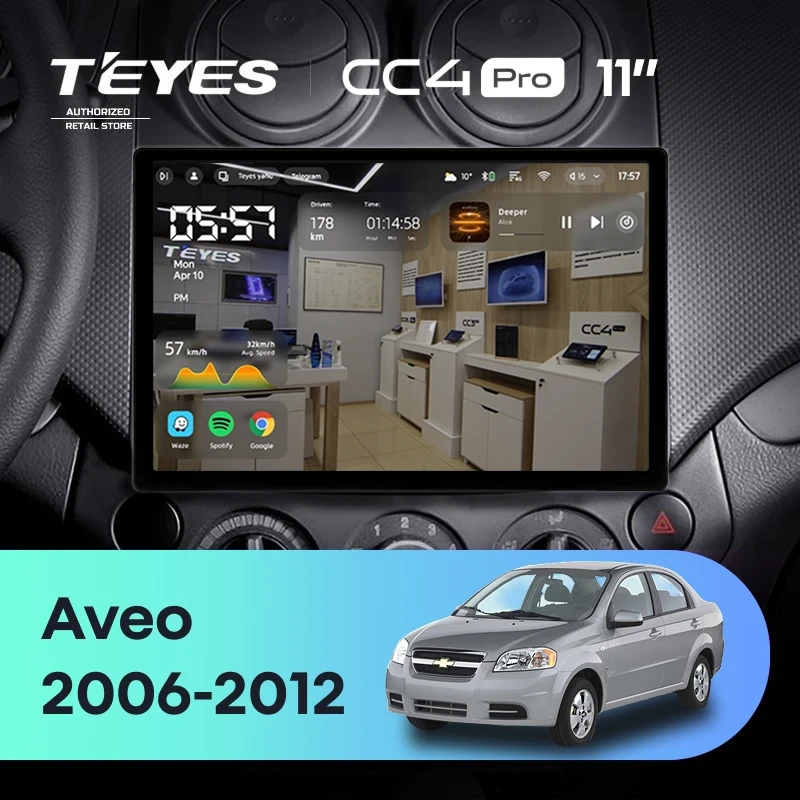 Штатная магнитола Teyes CC4 Pro 12/256 Chevrolet Aveo T250 (2006-2012) (11")